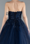 Navy Blue Strapless Dantelle Plus Size Haute Couture Dress ABU4453