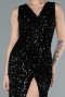 Black Sleeveless Slit Long Sequin Evening Gown ABU4672
