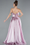 Powder Color Strapless Slit Long Satin Prom Dress ABU4680