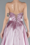 Powder Color Strapless Slit Long Satin Prom Dress ABU4680