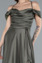 Olive Drab Off The Shoulder Slit Long Satin Prom Dress ABU4703