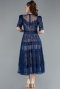 Navy Blue Midi Dantelle Night Dress ABK1388