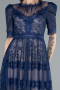 Navy Blue Midi Dantelle Night Dress ABK1388