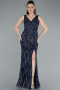 Navy Blue Long Mermaid Evening Gown ABU5496