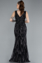 Long Black Mermaid Evening Gown ABU5496