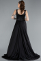 Long Black Satin Evening Dress ABU4715