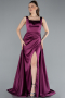 Long Cherry Colored Satin Evening Dress ABU4715