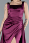 Long Cherry Colored Satin Evening Dress ABU4715