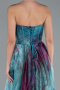 Oil Green Strapless Printed Slit Long Prom Gown ABU4734