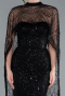 Long Black Beaded Plus Size Evening Gown ABU5010