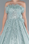 Mint Feathered Strapless Embroidered Long Princess Prom Dress ABU4738