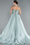 Mint Feathered Strapless Embroidered Long Princess Prom Dress ABU4738