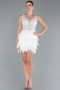 Short White Designer Evening Dress ABK2139