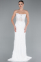 White Beaded Long Fish Model Wedding Dress ABG035