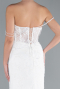 White Beaded Long Fish Model Wedding Dress ABG035