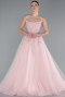 Powder Color Strapless Dantelle Plus Size Haute Couture Dress ABU4453