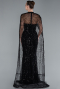 Long Black Beaded Plus Size Evening Gown ABU5010