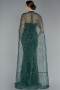Emerald Green Strapless Shawl Stoned Long Evening Gown ABU4517