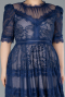 Navy Blue Midi Dantelle Plus Size Evening Dress ABK1396