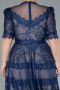 Navy Blue Midi Dantelle Plus Size Evening Dress ABK1396