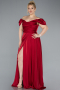 Burgundy Long Satin Plus Size Evening Dress ABU4576