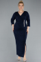 Midi Navy Blue Plus Size Evening Dress ABK2378