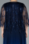 Navy Blue Long Chiffon Plus Size Evening Gown ABU4633