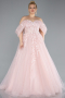 Long Powder Color Plus Size Haute Couture Dress ABU3623