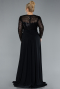 Black Sequined Long Sleeve Tail Plus Size Evening Gown ABU4711
