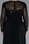Black Sequined Long Sleeve Tail Plus Size Evening Gown ABU4711