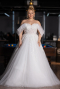 White Floral Boat Neck Glitter Long Plus Size Wedding Dress ABG099