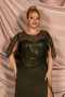 Long Olive Drab Chiffon Plus Size Evening Dress ABU4075