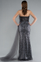 Anthracite Strapless Slit Long Train Sequin Mermaid Evening Gown ABU4772