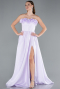 Lila Floral Strapless Collar Slit Long Prom Gown ABU4337