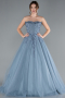 Dusty Blue Strapless Dantelle Haute Couture Dress ABU4431
