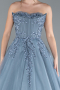 Dusty Blue Strapless Dantelle Haute Couture Dress ABU4431