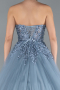 Dusty Blue Strapless Dantelle Haute Couture Dress ABU4431