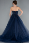 Navy Blue Strapless Dantelle Haute Couture Dress ABU4431