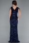 Navy Blue Long Scaly Mermaid Evening Dress ABU3842