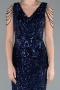 Navy Blue Long Scaly Mermaid Evening Dress ABU3842