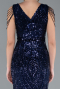 Navy Blue Long Scaly Mermaid Evening Dress ABU3842