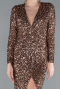Copper Long Sleeve V Neck Scaly Evening Gown ABU4763
