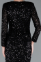 Black Long Sleeve V Neck Scaly Evening Gown ABU4763