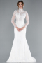 White Long Sleeve Guipure Silvery Tail Wedding Dress ABG115