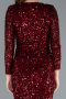 Burgundy Long Sleeve V Neck Scaly Evening Gown ABU4763
