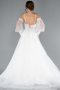 White Slit Laced Sleeve Accessories Long Wedding Dress ABG114