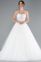 White Beaded Straps Long Ball Gown Wedding Dress ABG037