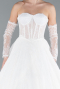 White Strapless Neckline Long Sleeve Lace Ball Gown Wedding Dress ABG038