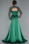 Emerald Green Long Sleeve Bustier Detailed Sequin Train Satin Evening Gown ABU4765