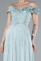 Mint Boat Neck Long Chiffon Evening Dress ABU4807